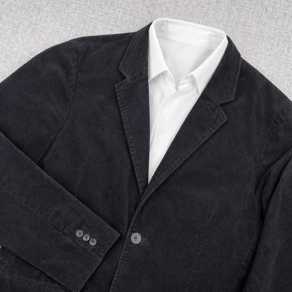 Vtg Y2K GAP Cotton Blazer Sport Coat Jacket Men XL 46R Black Tailored Academia